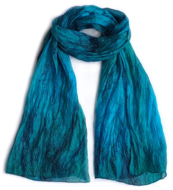 Blue green sea silk scarf 2