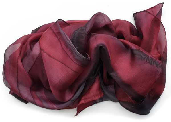 burgundy stripes silk scarf