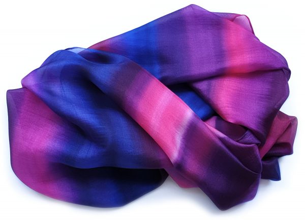 purple blue magenta silk scarf