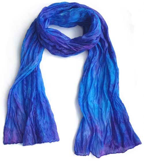 Blue crinkle silk scarf