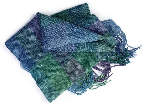 Hand woven wooly scarf green colour