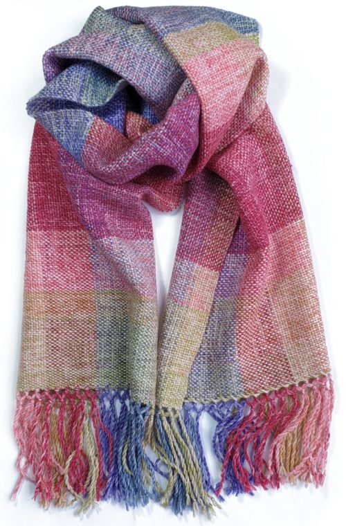 Hand woven wooly scarf colourful