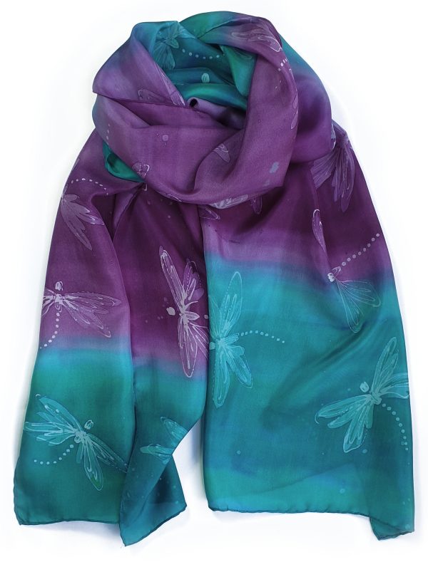 Dragonfly silk scarf handmade