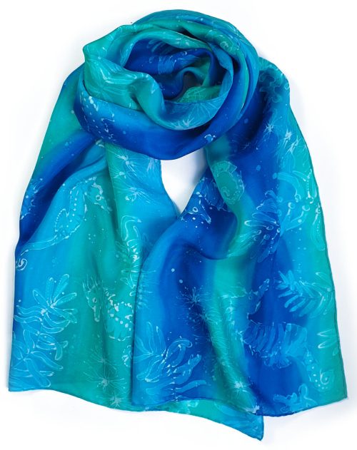 Seahorse silk scarf sea