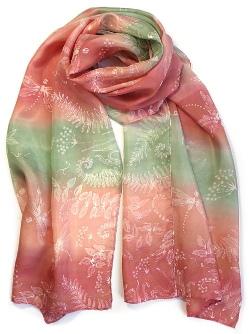 spring sunset meadow silk scarf